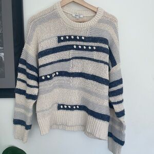 Madewell Blue Multi Colored Knit Sweater Size Large